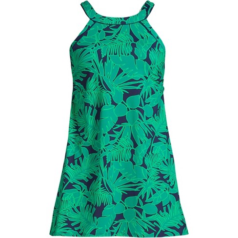 Lands' End Women's Upf 50 Tummy Control Floral Print Surplice Swim Dress -  Multi Xl : Target