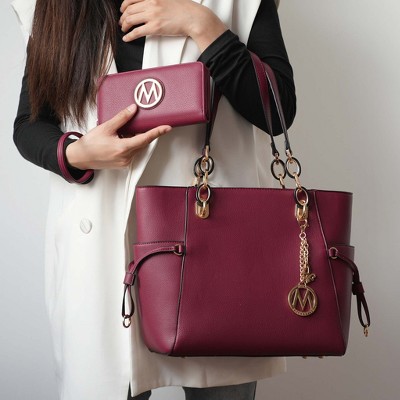 MKF Collection Large Structured Tote Bag with Wallet Acrylic Link Handles, Yale | MKF Collection by Mia K - White — фото 3