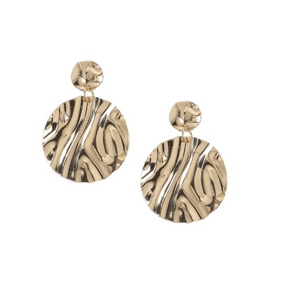 SOHI Women's Dented Circular Drop Earrings