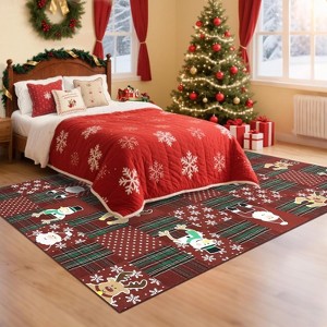 Modern Christmas Decorations Indoor Geometric Soft Non-Shedding Floor Mat Washable Low Pile - 1 of 4