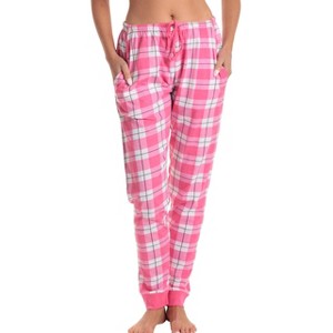 Just Love Womens Buffalo Plaid Knit Jersey Pajama Pants - Buffalo Check Jogger PJ Bottom - 1 of 3