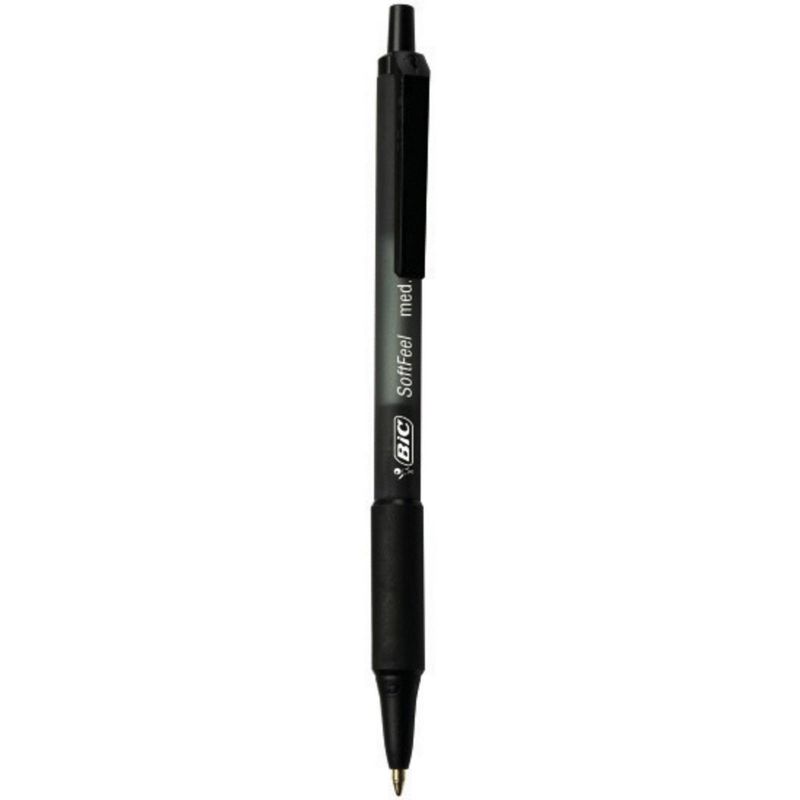BIC Soft Feel Non-Refillable Ballpoint Pen, 1 mm Medium Tip, Black, Pack of 12, 1 of 2