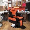 Karl Home PVC Leather Cover Wooden Armrest Shell Barber Chair Orange - 2 of 4