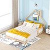 CAVINAS Twin/Full Size Bed Frame with House-Style Headboard & Guardrails,Modern Floor Bed for Kids Room,Bedroom - 2 of 4