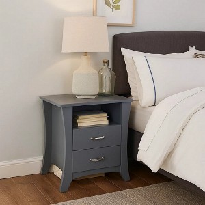 Royal Hampton Table with 2 Drawers and Open Compartment, Gray - 1 of 4