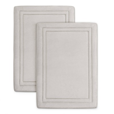 2pc Quick Drying Memory Foam Framed Bath Mat with GripTex Skid-Resistant Base Light Gray - Microdry