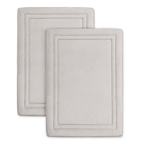 2pc Quick Drying Memory Foam Framed Bath Mat with GripTex Skid-Resistant  Base Light Gray - Microdry