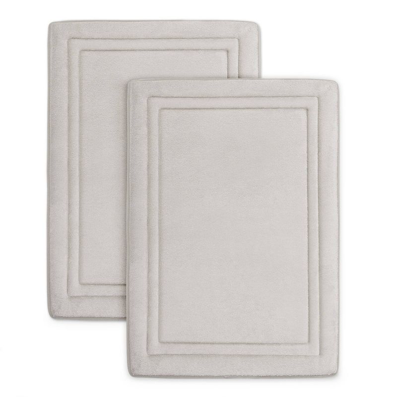 2pc Quick Drying Memory Foam Framed Bath Mat with GripTex Skid-Resistant Base Light Gray - Microdry, 1 of 8
