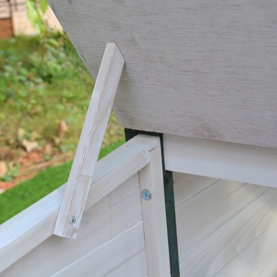 Gray Wooden Chicken Coop with Nesting Box and Run