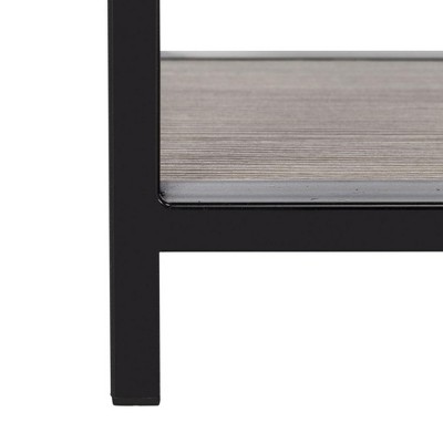 Joanna Transitional Oak and Black Wood Etagere, 32"W x 12"D x 62"H