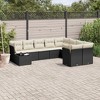 vidaXL Patio Sofa Set with Cushions Outdoor Furniture 10 Piece Poly Rattan - Black and Cream - 2 of 4