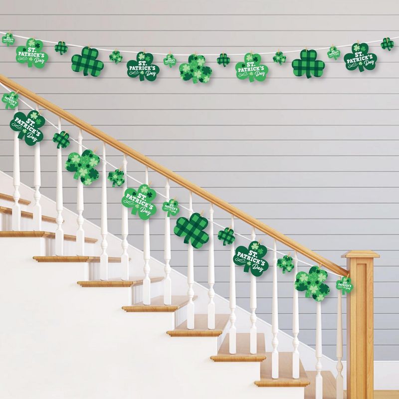 Big Dot of Happiness Shamrock St. Patrick's Day - Saint Paddy's Day Party Decorations - Clothespin Garland Banner - 44 Pieces, 2 of 8