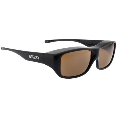 Jonathan Paul Fitovers Quamby Large LG Unisex Designer Fitover Sunglasses Wear Over Rx/Presciption Eyeglasses, Polarized Polarvue Amber Brown