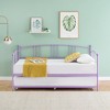 Homhougo Twin Daybed with Trundle, Metal Twin Size Daybed with Pullout Trundle 6 Casters Purple - 3 of 4