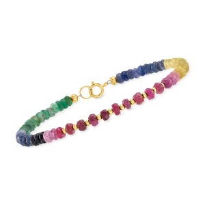 Ross-Simons 18.00-20.00 ct. t.w. Multicolored Sapphire and 4.40 ct. t.w. Ruby Bead Bracelet in 10kt Yellow Gold - 1 of 4