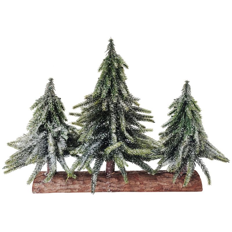 Northlight Frosted Downswept Pine Tree Trio Christmas Decoration - 11", 1 of 5