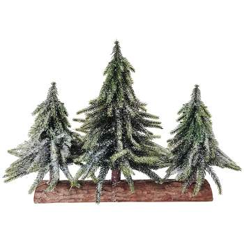 Northlight Frosted Downswept Pine Tree Trio Christmas Decoration - 11"