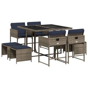 vidaXL Patio Dining Set Set of 8 Gray - 1 of 4