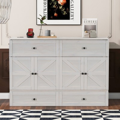 Queen Size Murphy Bed with Large Drawers and USB Ports