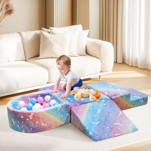 Hooseng Kids Couch, 5-in 1 Modular Sectional Toddler Playing Sofa, Multi-Combination Glow-in-The-Dark Climbing Blocks Toys - 1 of 4