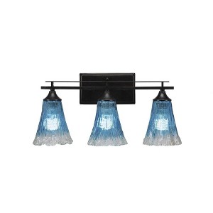 Toltec Lighting Uptowne 3 - Light Vanity in  Dark Granite with 5.5" Fluted Teal Crystal  Shade - 1 of 1