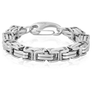 Crucible Men's Byzantine Chain Stainless Steel Bracelet (11mm Wide) - 1 of 4