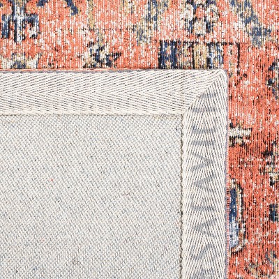 Rust and Navy Vintage Flat Woven Wool Area Rug 4' x 6'