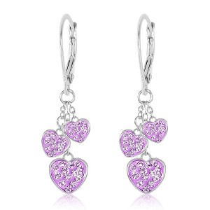 Heart dangle purple Crystal White Gold Palladium Plating Hypoallergenic Kids Earrings leverback is made from 925 Sterling silver Purple s - 1 of 1