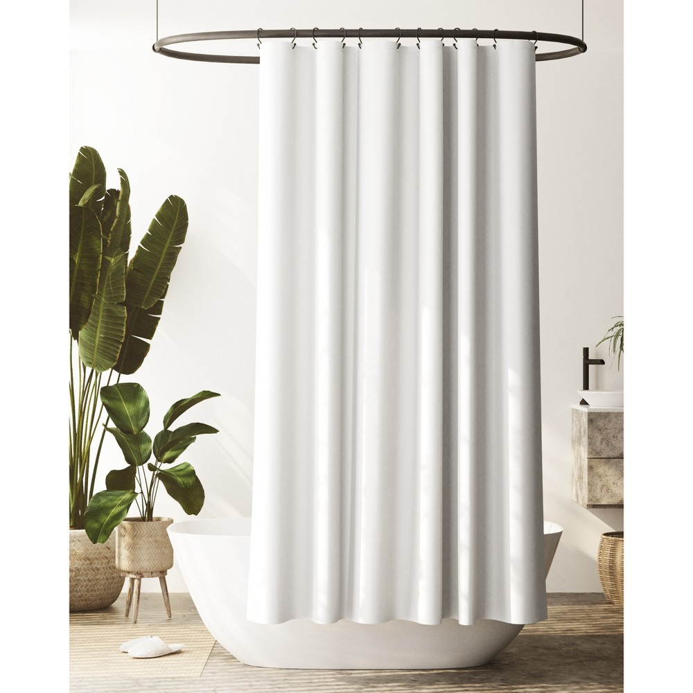 Photos - Shower Curtain Waterproof Post Consumer Recycled Cotton Shower Liner White - Zenna Home