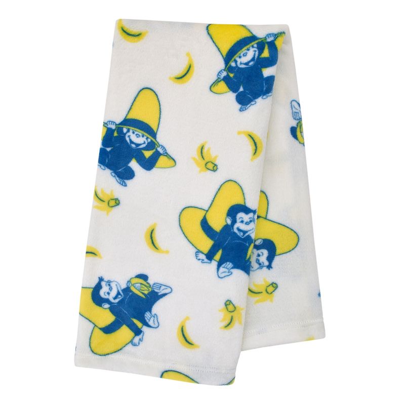 Welcome to the Universe Baby Curious George White, Navy and Yellow Hat and Bananas Super Soft Baby Blanket, 2 of 5