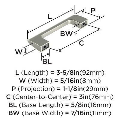 Polished Nickel Modern Cabinet Drawer Pull with Mounting Hardware