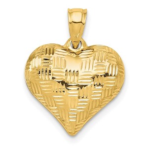 Black Bow Jewelry 14k Yellow Gold Textured Puff Heart Pendant, 16mm - 1 of 4