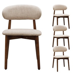Sapphtopaz Modern Dining Chairs with Curved Back Cotton-Linen Upholstered Kitchen Chair with Wood Legs Armless Chair for Dining Room - 1 of 4