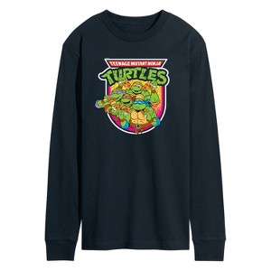 Men's - Teenage Mutant Ninja Turtles - Retro Pizza Graphic Long Sleeve Graphic T-Shirt - 1 of 4