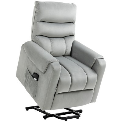 Homcom Electric Power Lift Recliner, Velvet Touch Upholstered Vibration ...