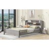 APRILSOUL Wood Full Size Platform Bed with Built-in LED Light, Storage Headboard and Guardrail, White - 3 of 4
