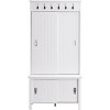 Entryway Hall Tree Organizer, Modern Storage Bench with Sliding Doors, Coat Rack with Hooks, Adjustable Shelves for Living Room, Hallway - 3 of 4