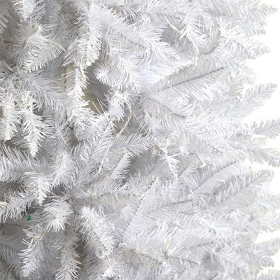 9-Foot Slim White Artificial Christmas Tree with Warm LED Lights