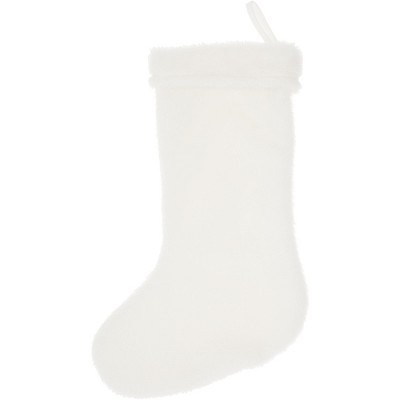 Mina Victory Home For The Holiday White Rabbit Fur Stocking 17" x 10"