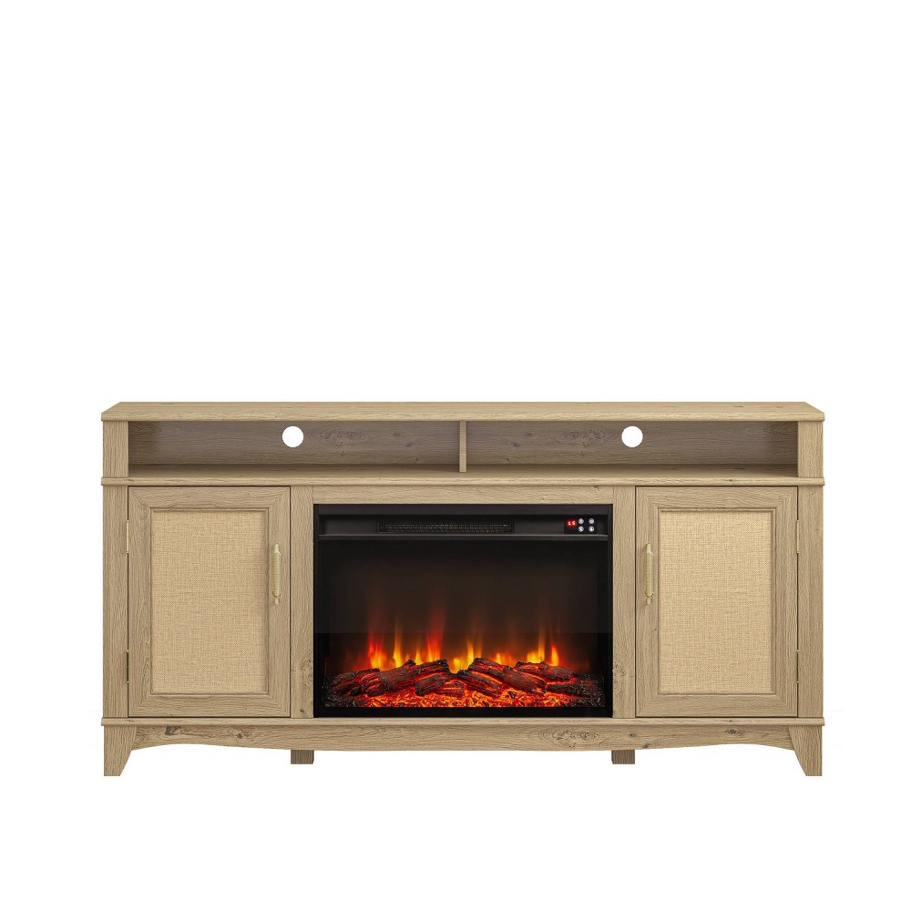 Photos - Mount/Stand 63" Rustic Style TV Stand for TVs up to 65" with Electric Fireplace Wood 