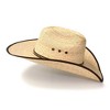 Western Express Palm Straw Western Cattleman Hat with Brown Trim - 3 of 4