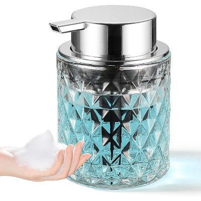 Chery Life Foaming Soap Dispenser, Clear Glass Foam Hand Soap Dispenser with Plastic Sliver Pump
