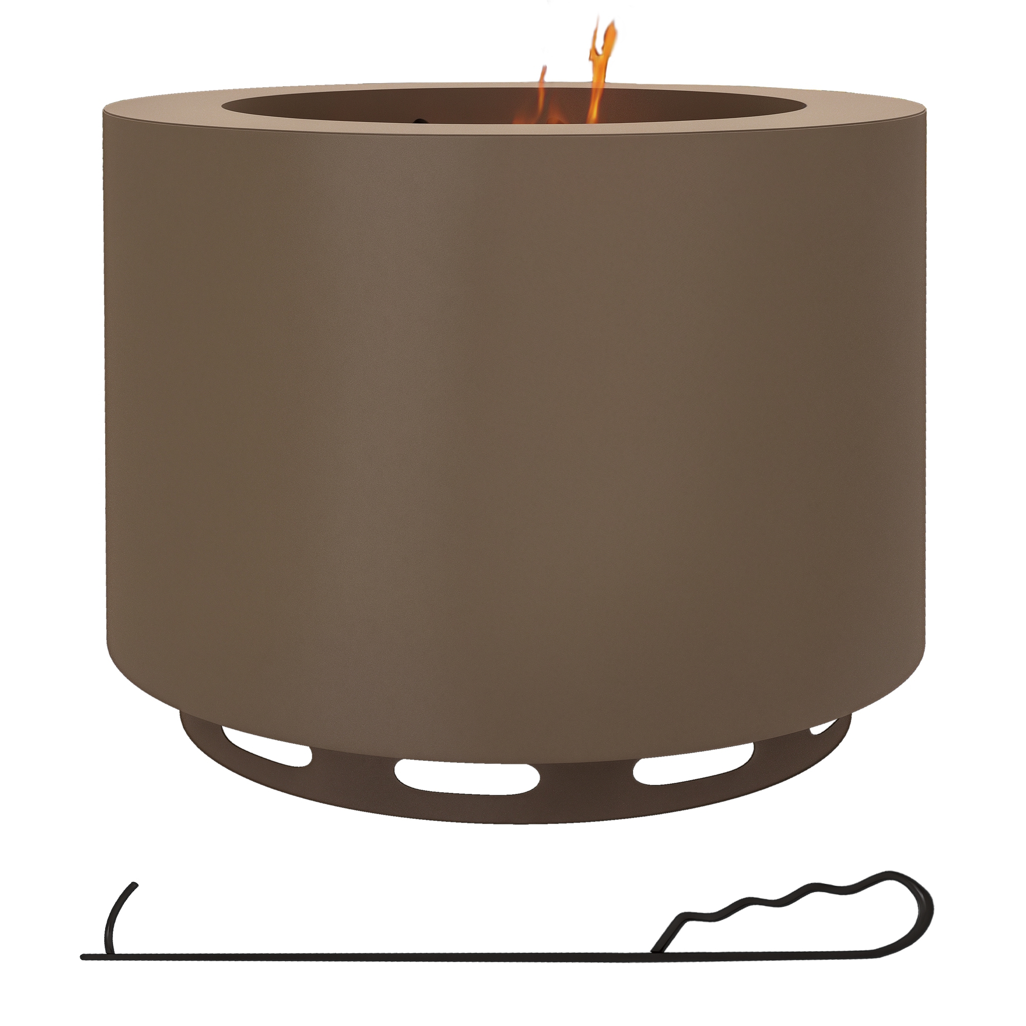Outsunny Smokeless Fire Pit, 19" Wood Burning Firepit with Poker, Steel, Bronze