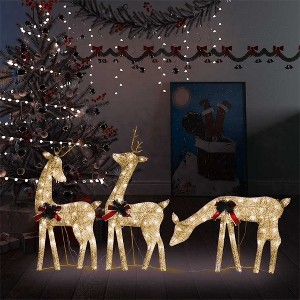 Christmas Reindeer Family Set of 3 Gold Fabric, steel Large - 1 of 4