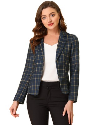 Blue checked 2024 blazer womens