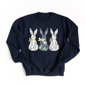 Three Blue Willow Bunnies - Women's Graphic Sweatshirt - 1 of 4