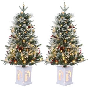 TackView Artificial Christmas Tree with 78 Warm White LED Lights, Pre-Lit Fiber Optic with Snowflakes and Red Berries - 1 of 4