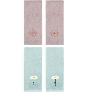 REGALWOVEN 4 Pcs Cotton Soft Absorbent Floral Pattern Hand Towel 13" x 30" - 1 of 4