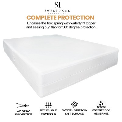 California King White Waterproof Zippered Box Spring Protector