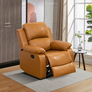 MAYEERTY Recliner Chair, Wear-Resistant Breathable Fabric Reclining Chair with Adjustable Backrest for Living Room, Ginger - 1 of 4